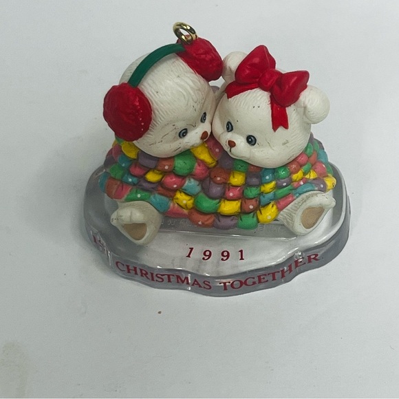 1991 carlton ornament christmas cuddles 1st christmas together cozy quilt - Picture 4 of 5